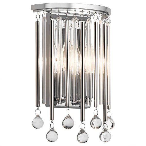 Applique murale cristal H : 31,2 cm chrome poli élégant