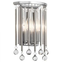 Applique murale cristal H : 31,2 cm chrome poli...