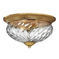 Lampe de plafonnier laiton verre rond D : 36,1 cm 3x E27...