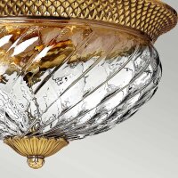 Lampe de plafonnier laiton verre rond D : 36,1 cm 3x E27...