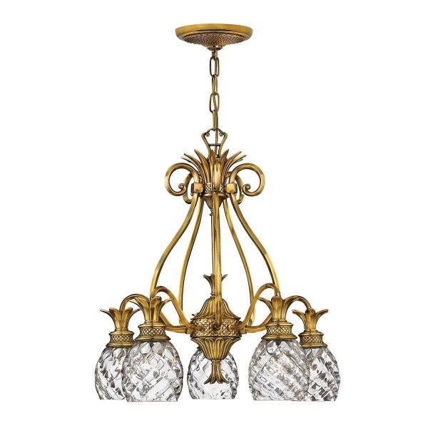 Lampe à suspendre laiton verre L : 56 cm décoratif 5x E27 ajustable