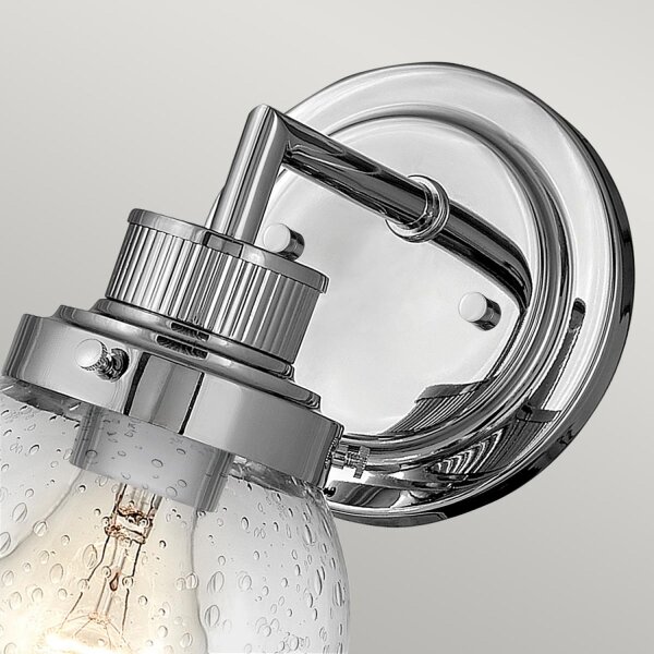 Lampe de salle de bain murale IP44 H : 23,7 cm verre métal chromé