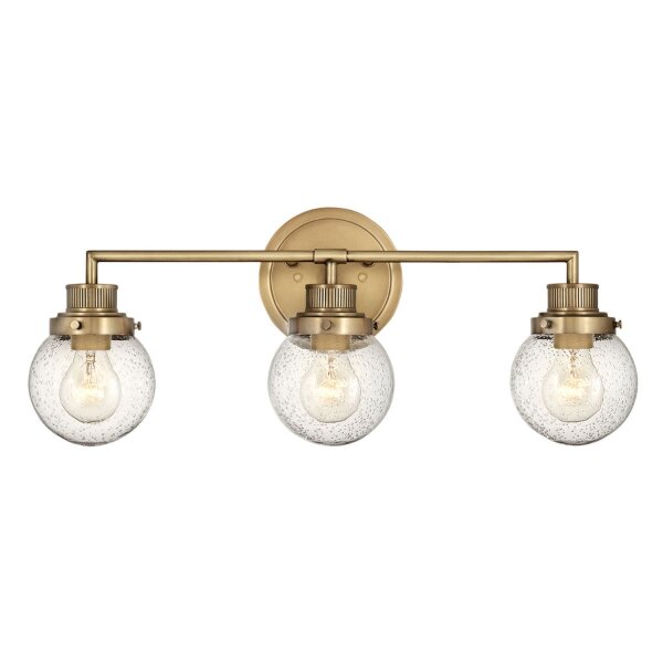 Applique salle de bain en laiton antique IP44 L : 61,5 cm métal verre