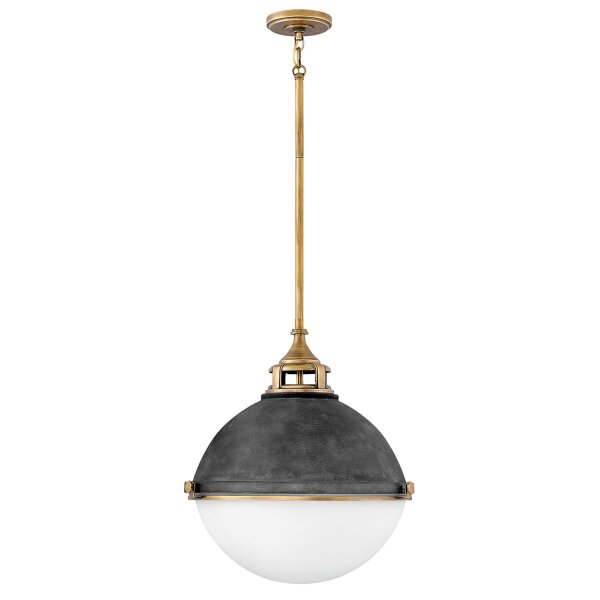 Suspension ronde Ø 45,7 cm métal verre 3x E27