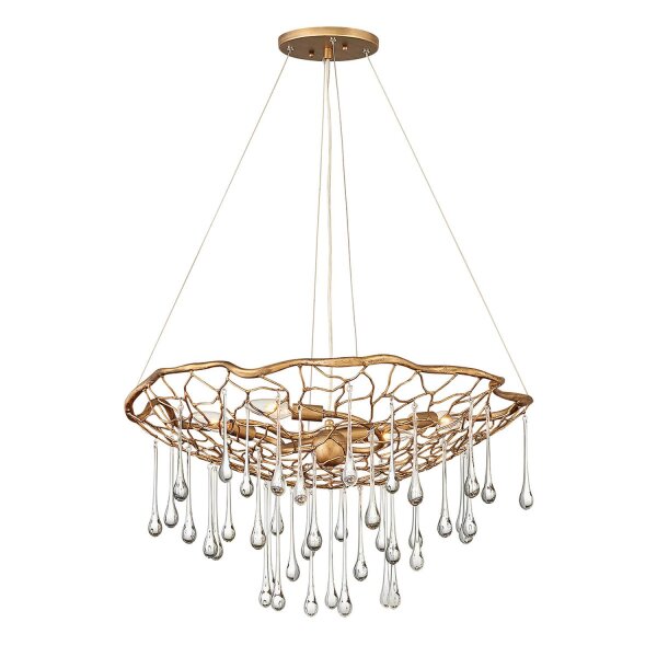 Lampe à suspendre or bruni L:66 cm en métal cristal 4x E14