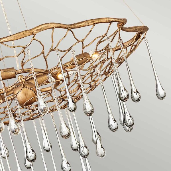 Lampe à suspendre or bruni L:66 cm en métal cristal 4x E14