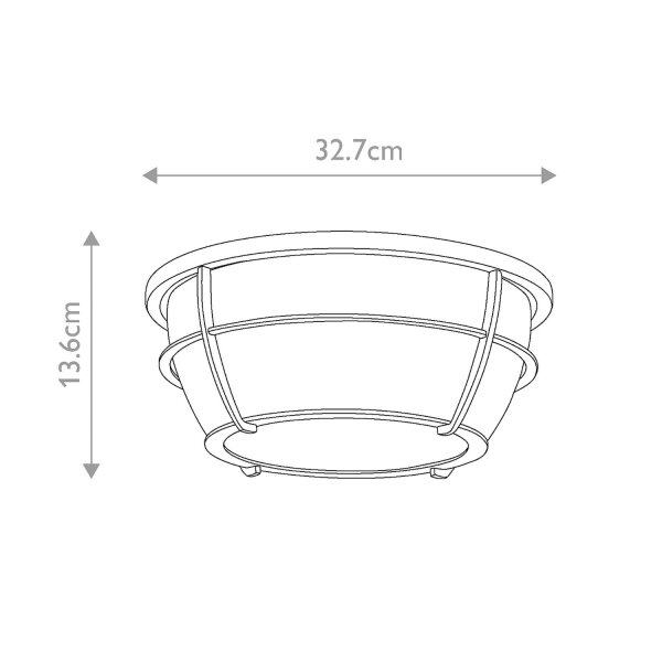 Plafonnier salle de bain métal verre E27 IP44 D : 32,7 cm rond
