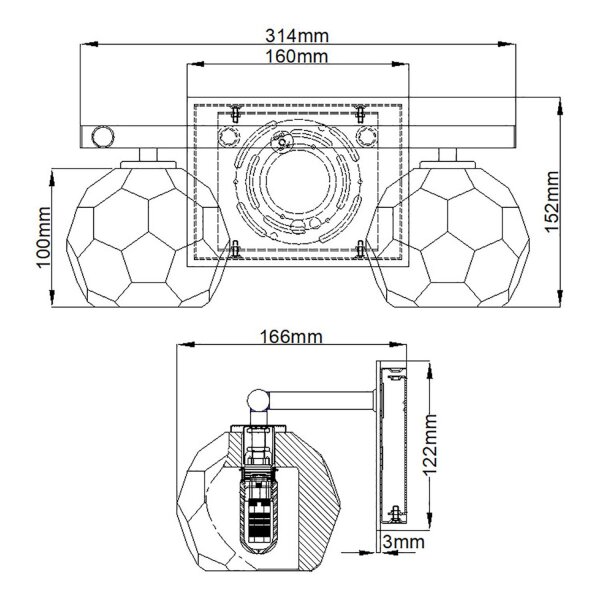 Lampe de salle de bain cristal LED G9 3000 K 33,4 cm de large petite