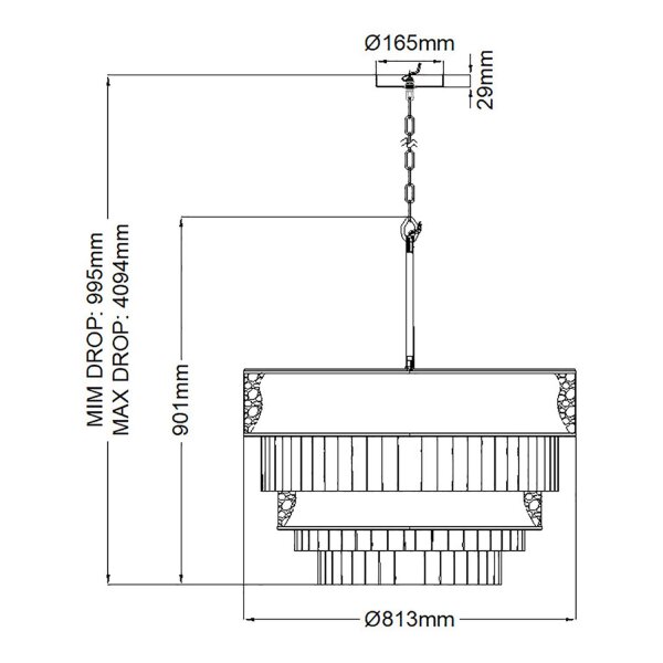Grande lampe à suspendre ronde Ø 81,3 cm H : max. 409,4 cm 12x E14