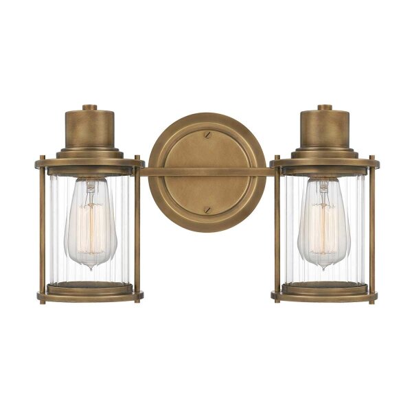 Applique salle de bain vintage IP44 L : 38,1 cm métal verre 2x E27