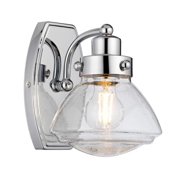 Applique salle de bain H : 22,1 cm IP44 E27 Chrome en métal Verre de pluie