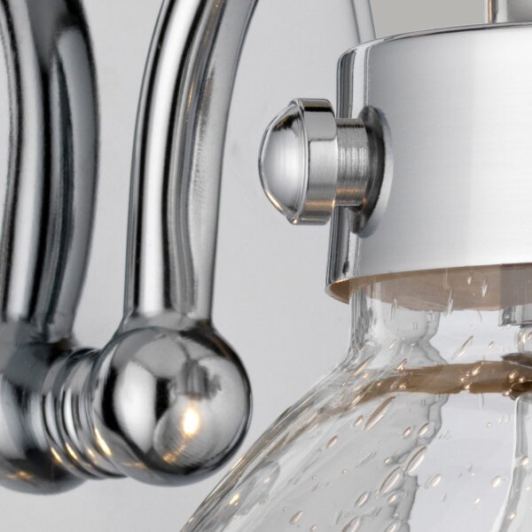 Applique salle de bain H : 22,1 cm IP44 E27 Chrome en métal Verre de pluie