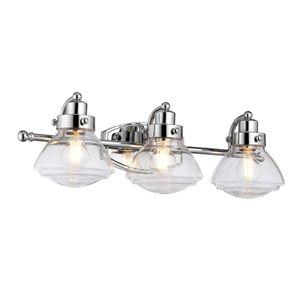 Applique salle de bain chrome en métal verre L : 63,4 cm IP44 E27