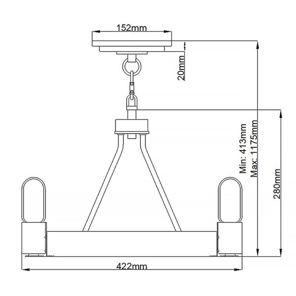 Lustre rond D : 42,2 cm H : max. 117,5 cm Métal 3x E27