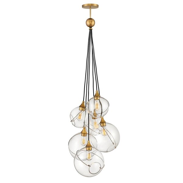 Suspension verre métal E27 L : 58,9 cm Abat-jour sphérique