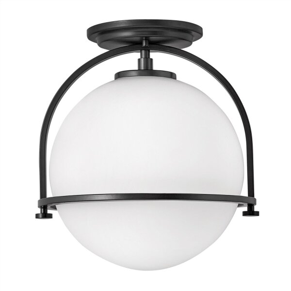 Lampe de plafonnier métal verre Ø 28,2 cm rond noir blanc E27