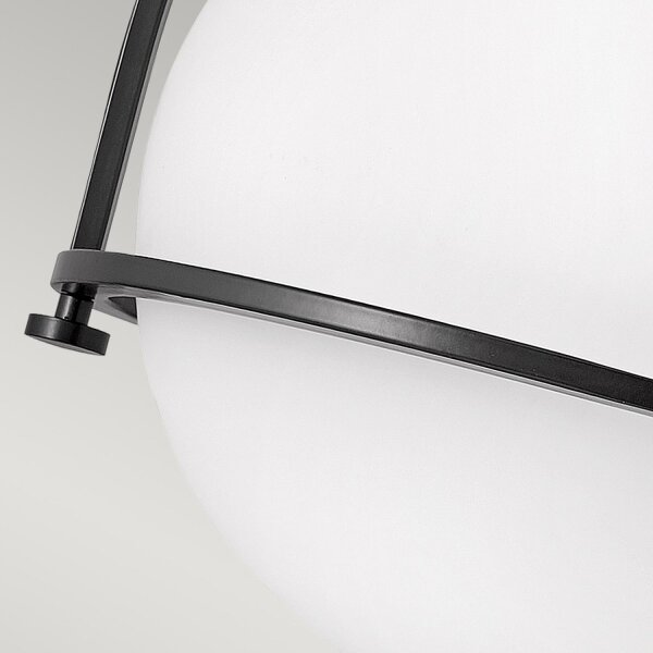 Lampe de plafonnier métal verre Ø 28,2 cm rond noir blanc E27