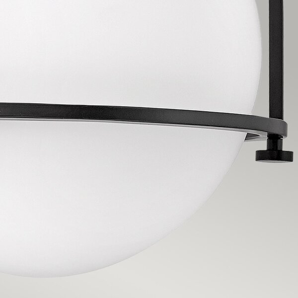 Lampe de plafonnier métal verre Ø 28,2 cm rond noir blanc E27