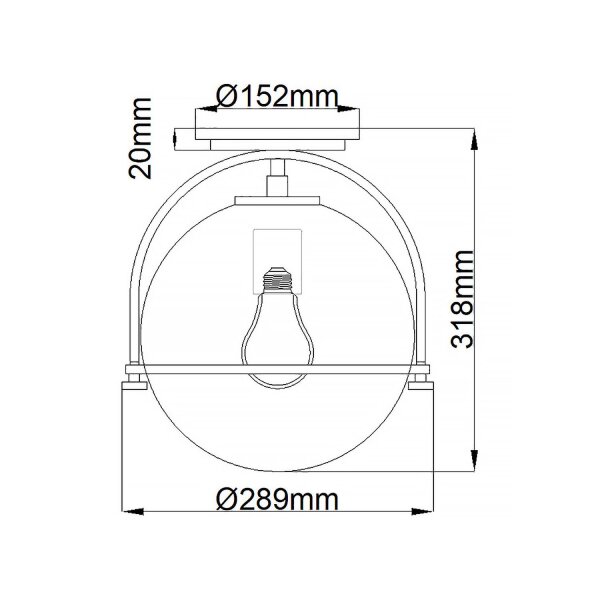 Lampe de plafonnier métal verre rond Ø 28,2 cm E27 Abat-jour sphérique