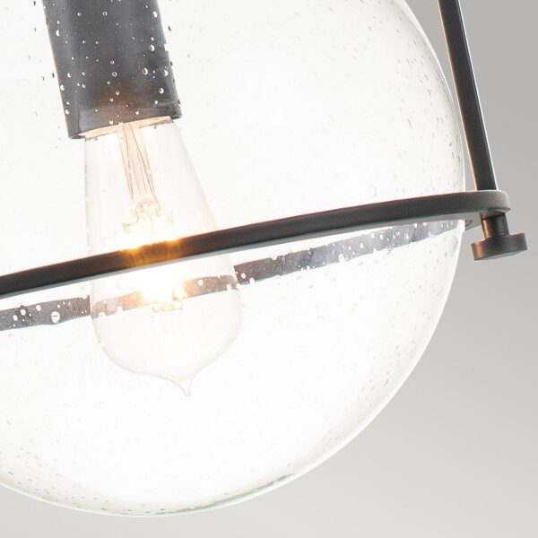Suspension métal verre E27 ronde D : 28,9 cm noir