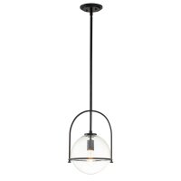 Suspension m&eacute;tal verre E27 ronde D : 28,9 cm noir