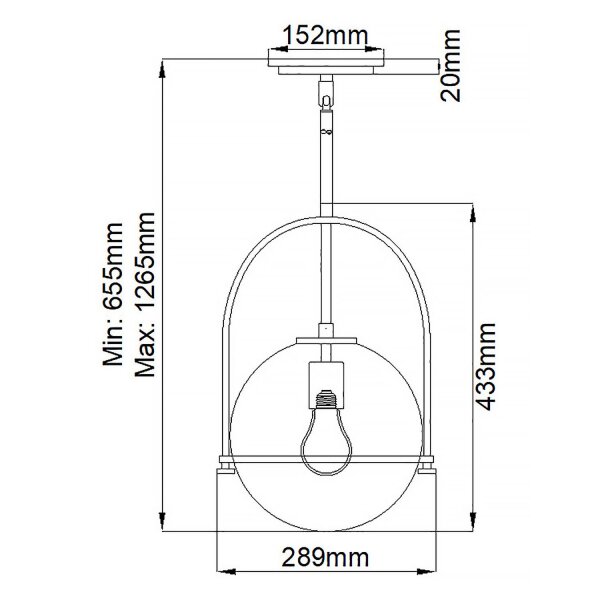 Lampe à suspendre verre métal E27 D : 28,9 cm rond Vintage