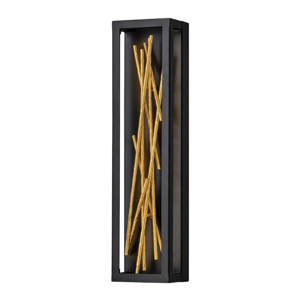 Applique murale LED métal H : 61 cm en noir or carré