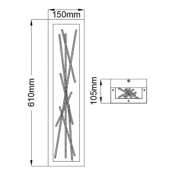 Applique murale LED métal H : 61 cm en noir or carré