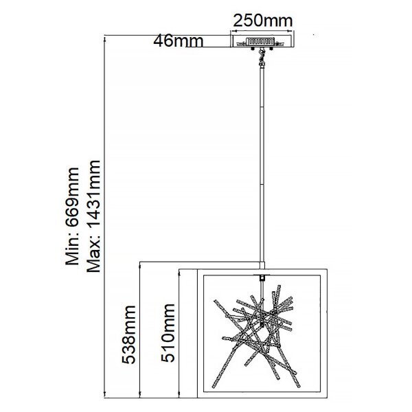 Suspension LED métal L : 51 cm H : max. 143,1 cm