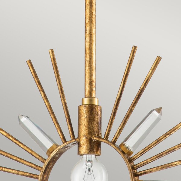 Lampe à suspendre Or L : 30,5 cm H : max. 127 cm Métal Cristal