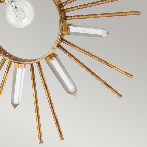 Lampe à suspendre Or L : 30,5 cm H : max. 127 cm Métal Cristal