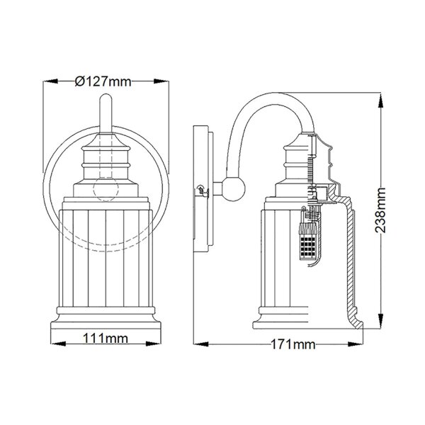 Lampe de salle de bain métal verre H : 23,7 cm IP44 G9 LED 3000 K
