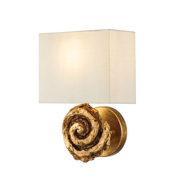 Applique murale tissu 31,8 cm de haut en feuille dor blanc