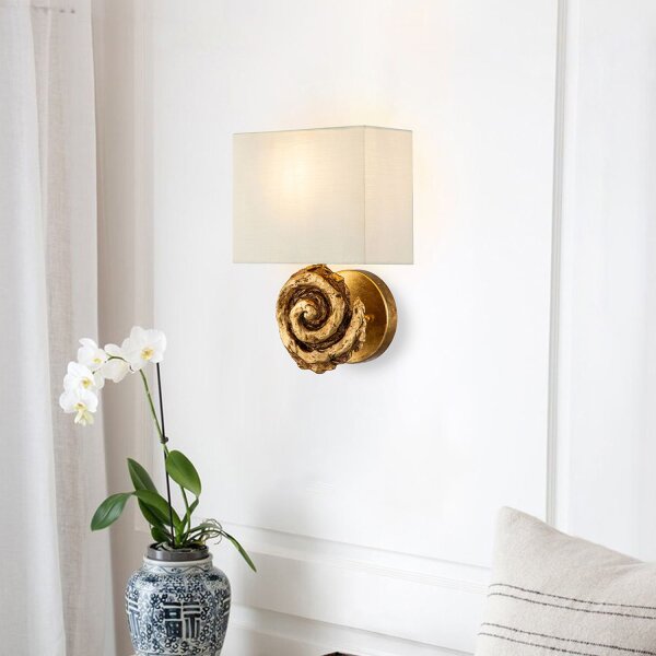 Applique murale tissu 31,8 cm de haut en feuille dor blanc