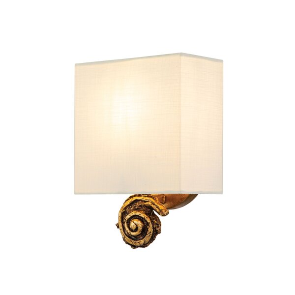 Applique Abat-jour en tissu H : 25,4 cm en feuille dor blanc