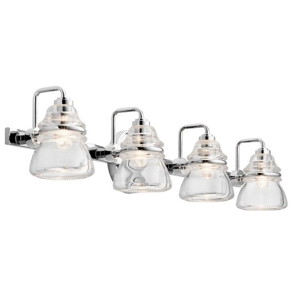 Applique salle de bain IP44 78,3 cm de large métal verre 4x G9 LED