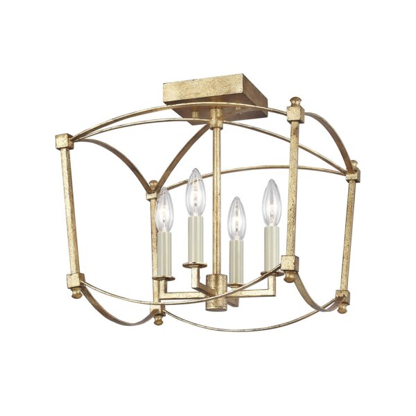 Lampe de plafonnier en métal E14 36,5 cm de large en or antique