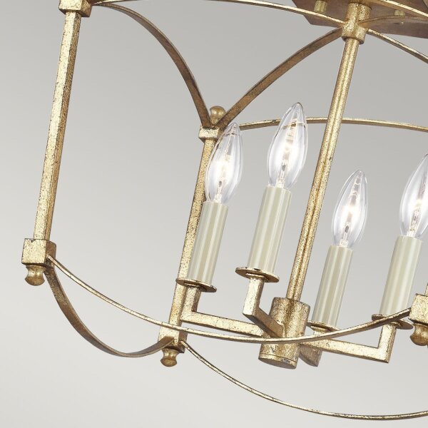 Lampe de plafonnier en métal E14 36,5 cm de large en or antique