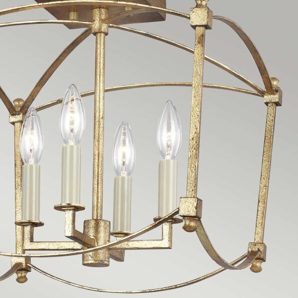 Lampe de plafonnier en métal E14 36,5 cm de large en or antique