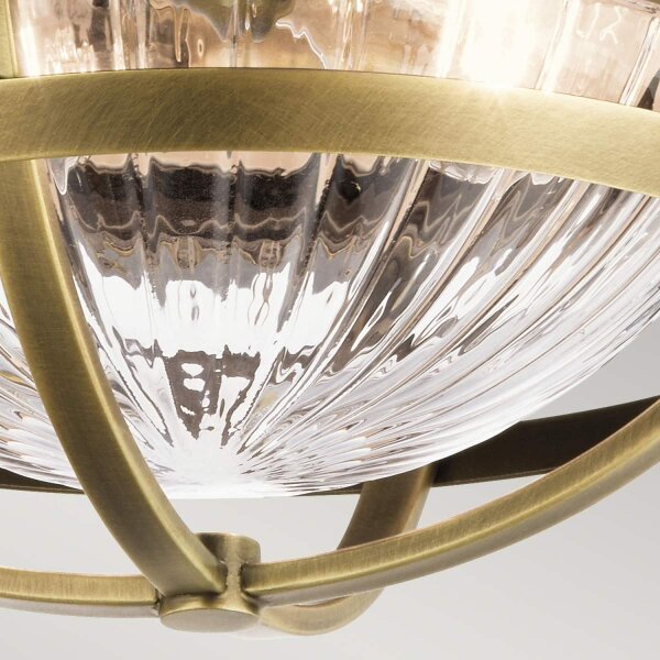 Plafonnier rond Ø 30,5 cm métal verre strié 2x E27