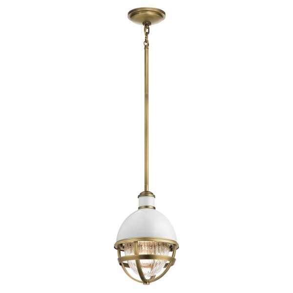 Suspension verre métal E27 Ø 20,4 cm en laiton blanc