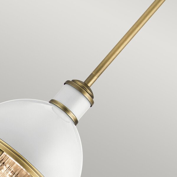 Suspension verre métal E27 Ø 20,4 cm en laiton blanc