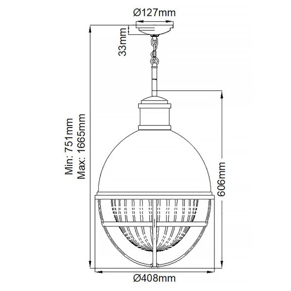 Lampe à suspendre métal verre E27 D : 40,8 cm H : max. 166,5 cm