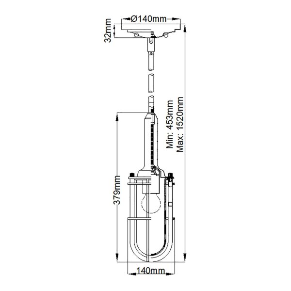 Lampe à suspendre salle de bain réglable H : max. 152 cm Ø 14 cm IP44 E27