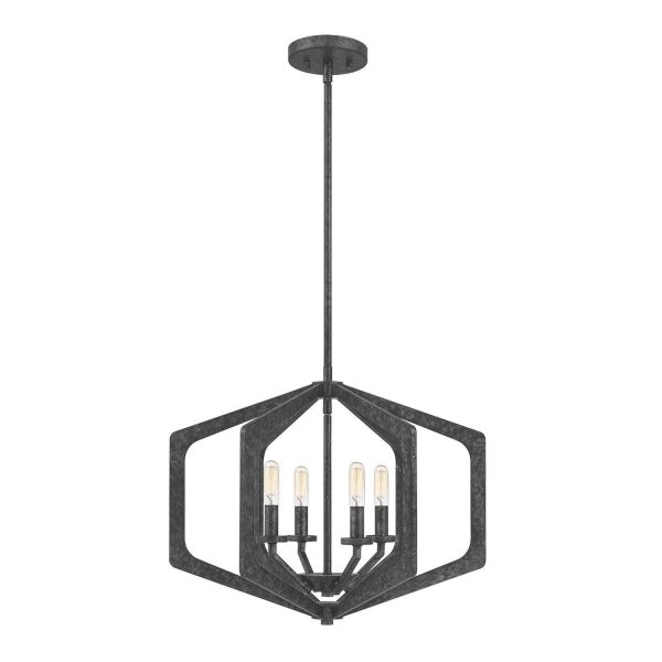 Lustre rustique noir antique métal L : 51,2 cm 4x E14
