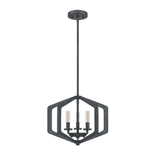 Lustre Rustique Noir Antique L : 40,6 cm 3x E14 Métal