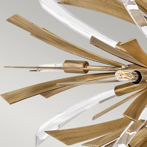 Suspension métal cristal L : 91,4 cm grand en or bruni