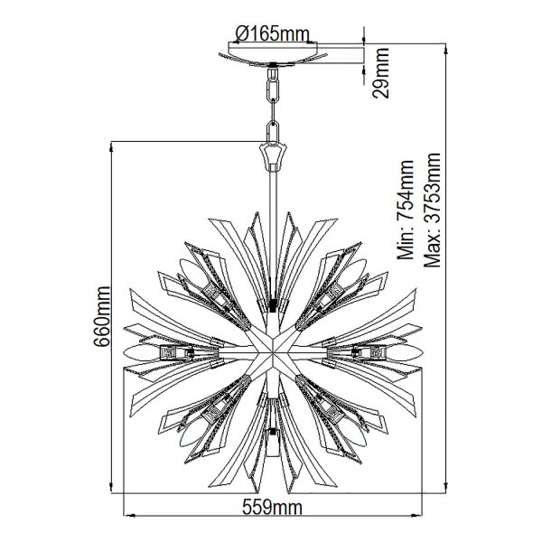 Lampe à suspendre métal cristal en or bruni Ø 55,9 cm grande