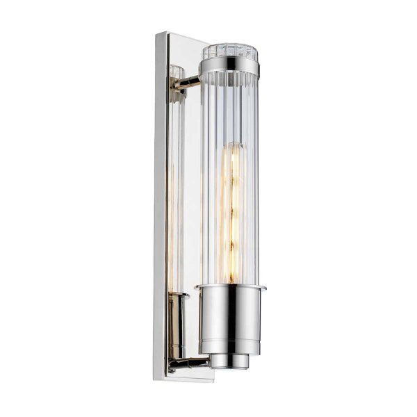 Luminaire de salle de bain mural LED E27 3000 K hauteur 40 cm IP44 chrome