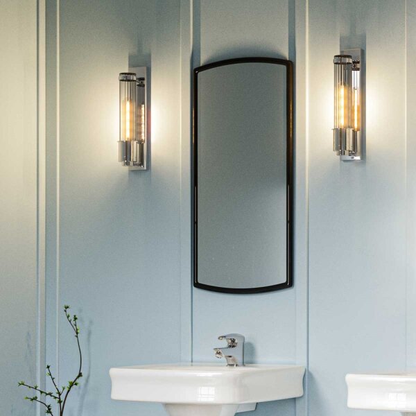 Luminaire de salle de bain mural LED E27 3000 K hauteur 40 cm IP44 chrome